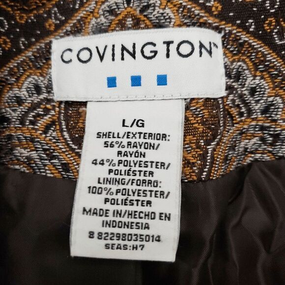 Covington BOHO One-Button Brown Orange Paisley Print Jacket Blazer Size LG - Picture 4 of 8